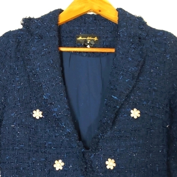 NWOT Amen Wardy Tweed Blazer Jacket Blue Size FR36 - Picture 4 of 16